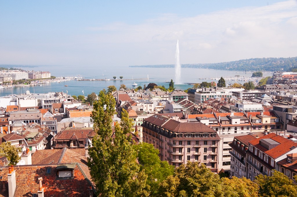 View of Geneva and Lake Geneva from tower of St Paul's 
