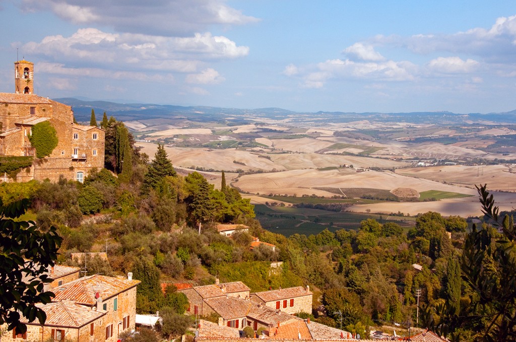 Part of the town of Montalcino and the fabulous Val d'Orcia