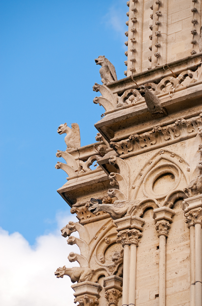 Gargoyles on façade of Notre Dame