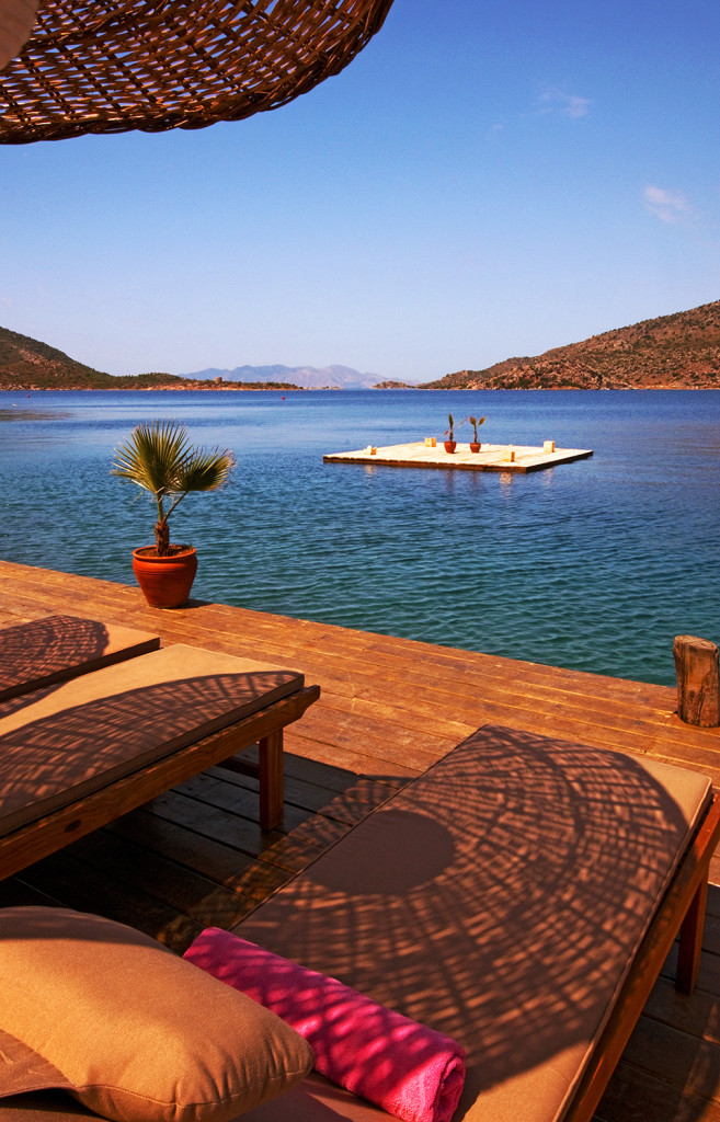 Looking across sun deck of Karia Bel' Hotel, Bozburun, Turkey