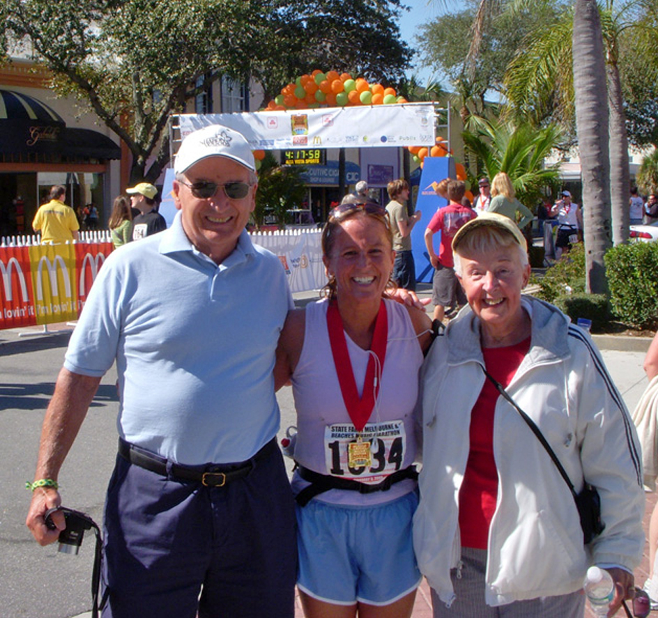 My folks and I in February 2009 after I completed the Melbourne, FL marathon