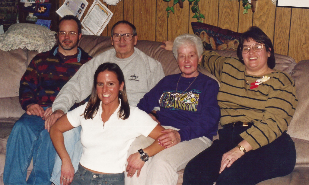 My siblings and I with the folks, Christmas 1998