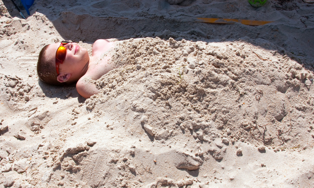 Bradley buried in the sand