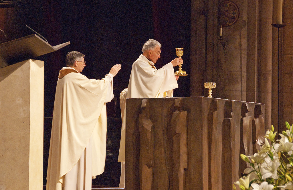 Catholic mass in Notre Dame Cathedral, Paris, France