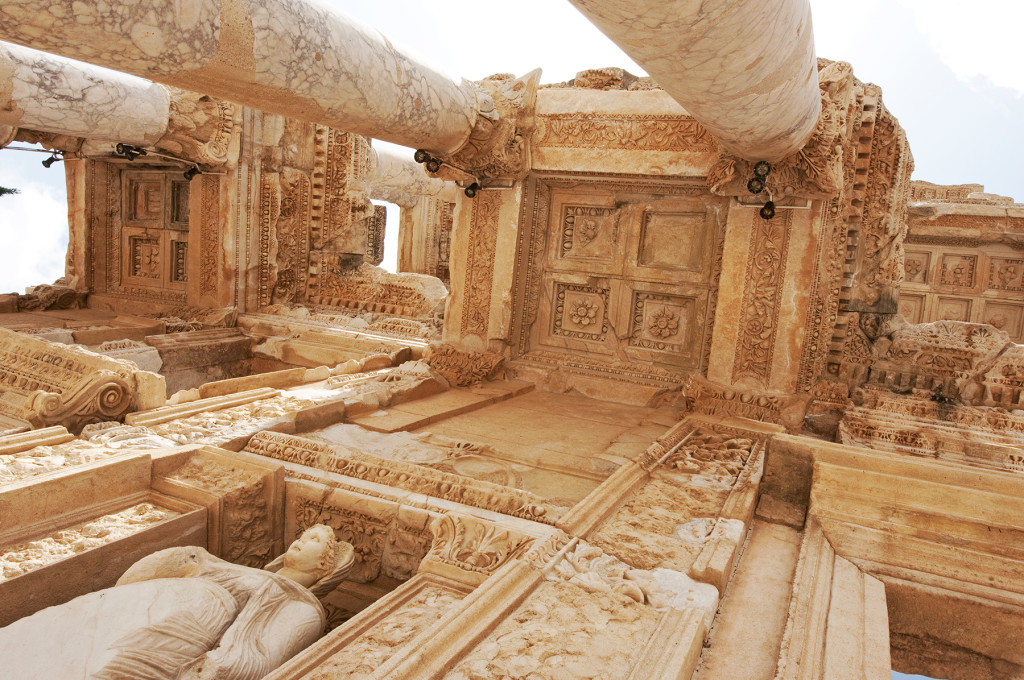 Looking up at the library at Ephesus, Turkey - Wow!!