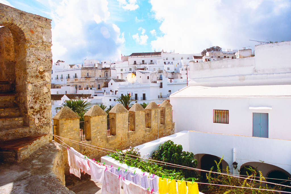 Looking across the rooftops of the walled town of Vejer de la Frontera, Andalucia, Spain
