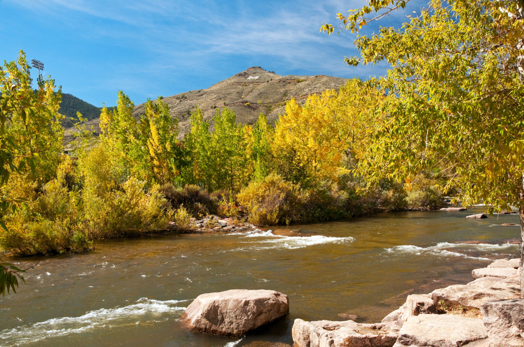 Lookout Mountain and Clear Creek in autumn, Golden, Colorado