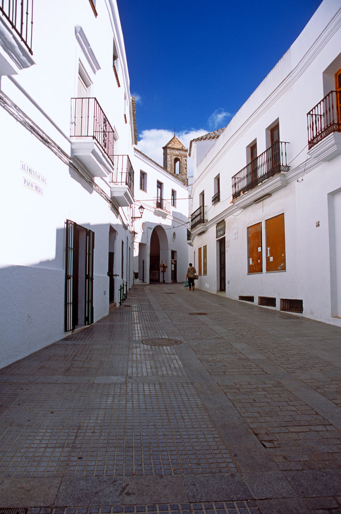 Street in Vejer de la Frontera on a sunny autumn day, Andalucia, Spain