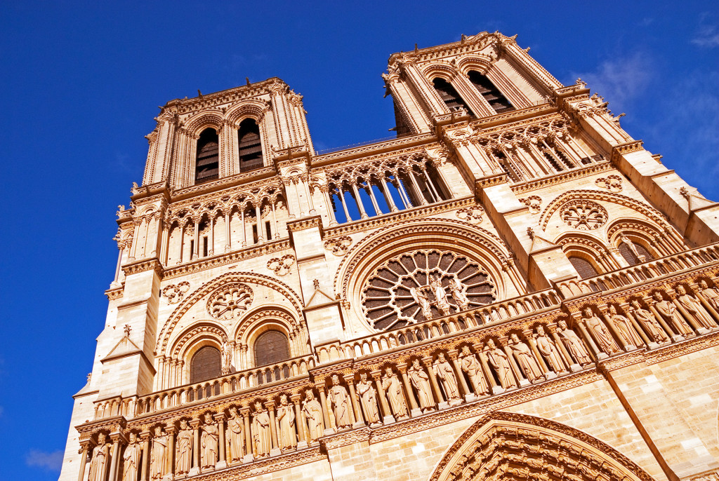 Façade of Notre Dame Cathedral, Paris, France
