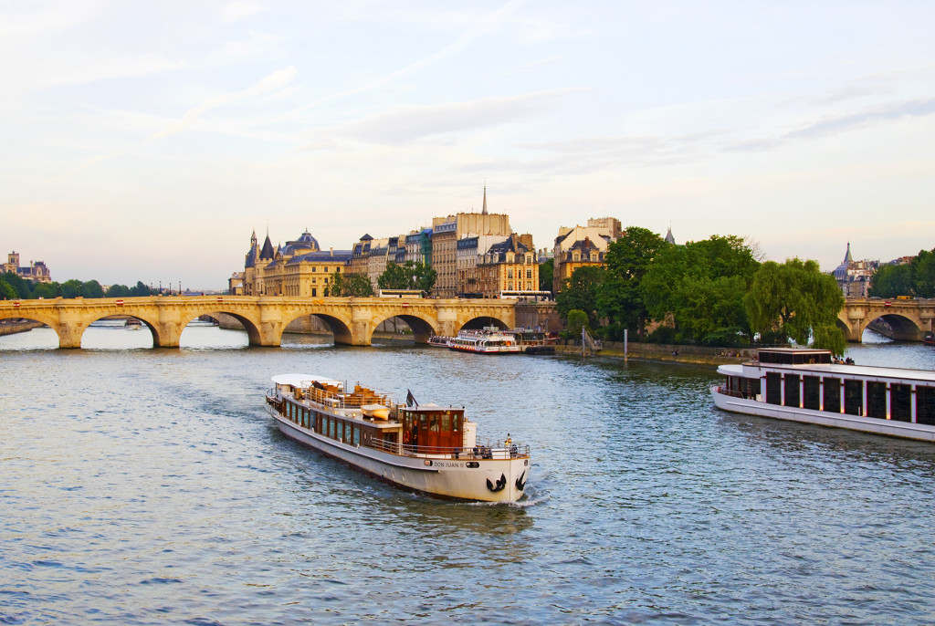 View of Paris from the Right Bank across the River Seine, France