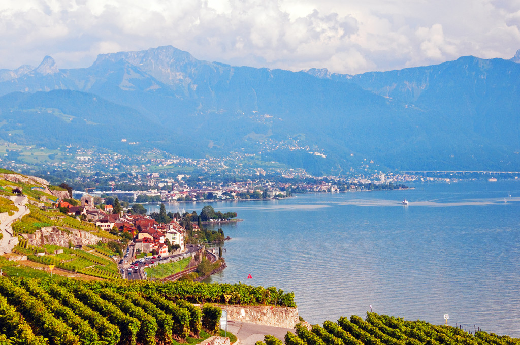Lake Geneva near the town of St Saphorin, Switzerland