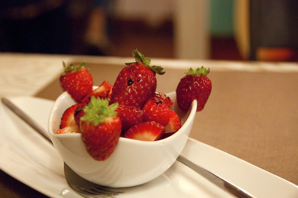 Fresh strawberries with balsamic vinegar in Italy. A combination that I would have never thought of! And delicious!!!