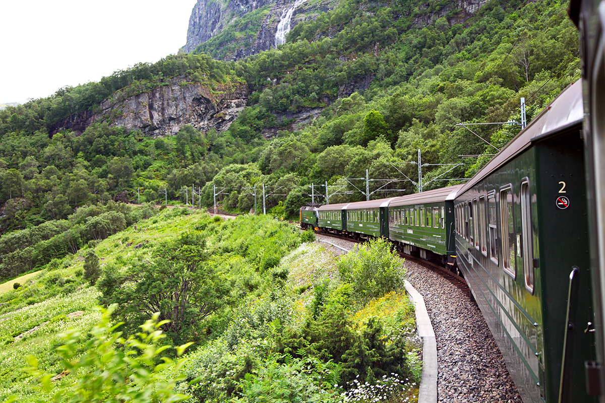 train in fjord country