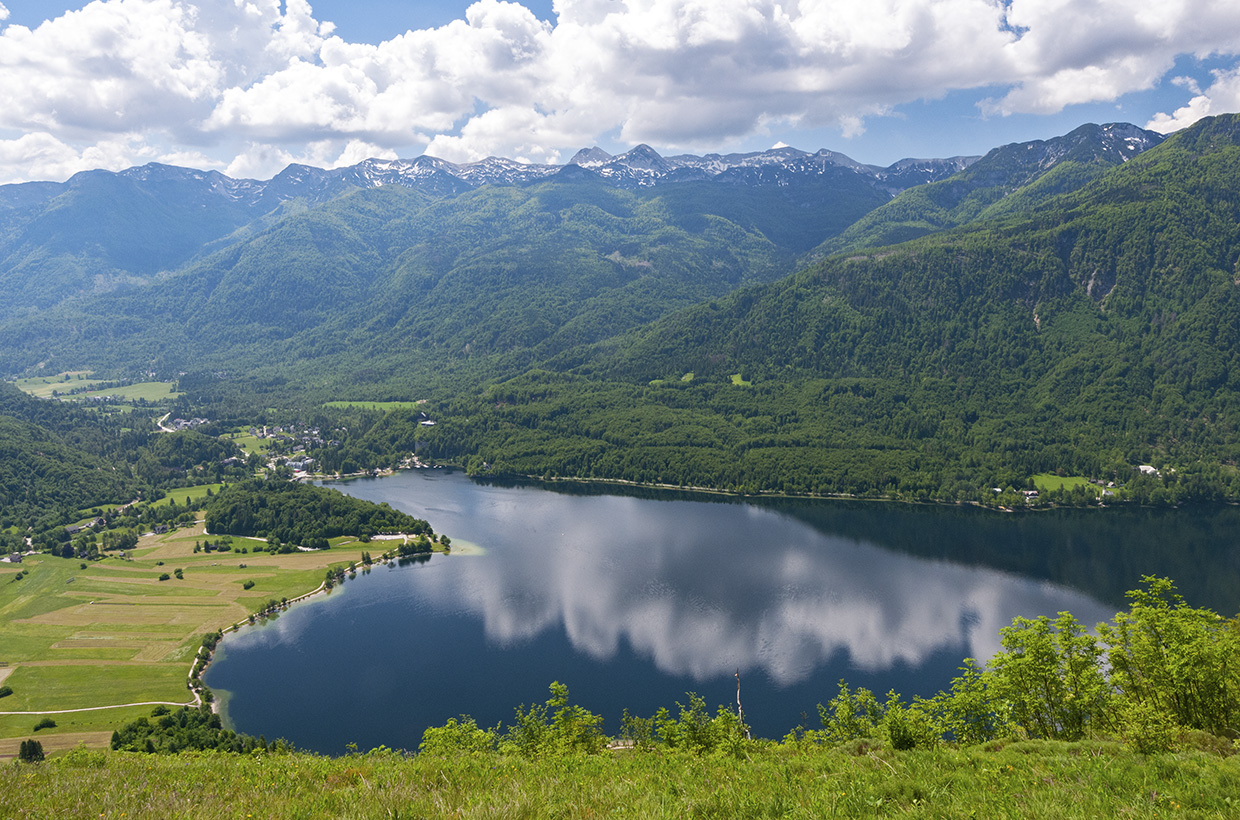 Lake Bohinj and Julian Alps from Vogar lookout, Slovenia Lake Bohinj and Julian Alps Slovenia