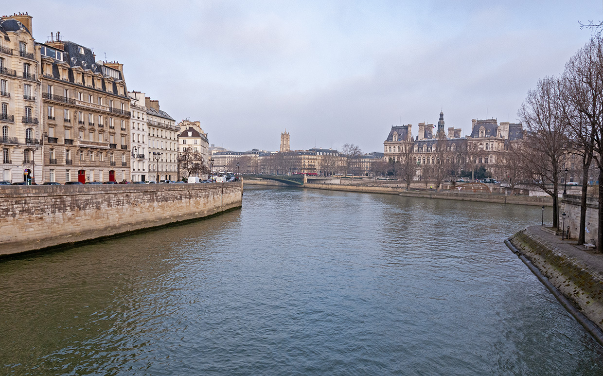 Seine River and Paris, France Paris in winter