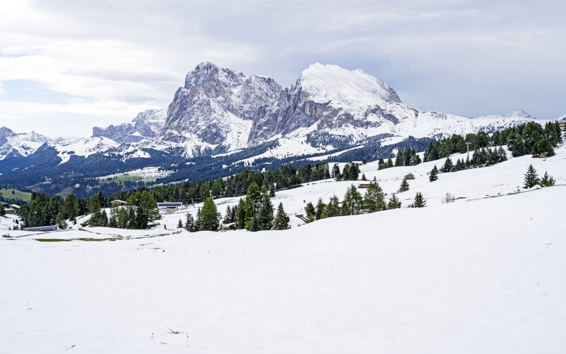 Alpe di Siusi with snow. Alpe di Siusi with snow.